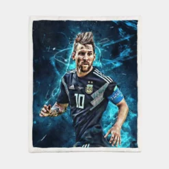 Athletic Soccer Player Lionel Messi Sherpa Fleece Blanket 1