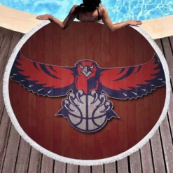 Atlanta Hawks Basketball team Logo Round Beach Towel 1