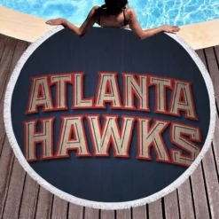 Atlanta Hawks Energetic NBA Basketball team Round Beach Towel 1