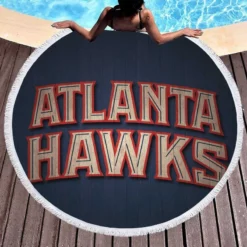 Atlanta Hawks Powerful Basketball Team Round Beach Towel 1