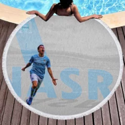 Awarded French Soccer Player Samir Nasri Round Beach Towel 1