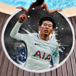 Awarded Korean Player Son Heung Min Round Beach Towel 1