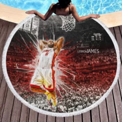 Awarded NBA Basketball Player LeBron James Round Beach Towel 1