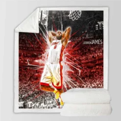 Awarded NBA Basketball Player LeBron James Sherpa Fleece Blanket