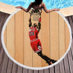Awarded NBA Basketball Player Michael Jordan Round Beach Towel 1