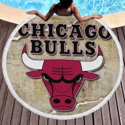 Awarded NBA Basketball Team Chicago Bulls Round Beach Towel 1