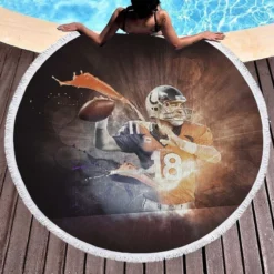Awarded NFL Football Player Peyton Manning Round Beach Towel 1