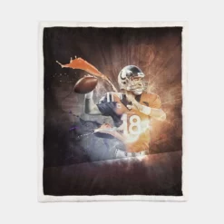 Awarded NFL Football Player Peyton Manning Sherpa Fleece Blanket 1