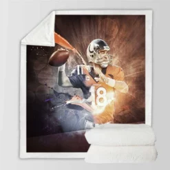 Awarded NFL Football Player Peyton Manning Sherpa Fleece Blanket