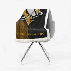 Awarded NHL Team Pittsburgh Penguins Sherpa Fleece Blanket 2