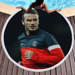 Awarded PSG Football Player David Beckham Round Beach Towel 1