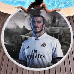 Awarded Real madrid Soccer Player Gareth Bale Round Beach Towel 1