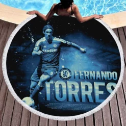 Awarded Spanish Football Player Fernando Torres Round Beach Towel 1