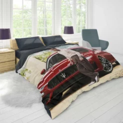 Awesome David Beckham with Red Car Duvet Cover 1