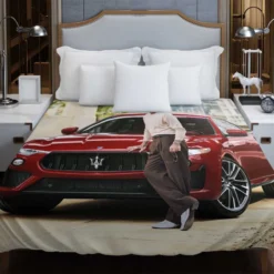 Awesome David Beckham with Red Car Duvet Cover