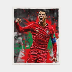 Ballon d Or Soccer Player Cristiano Ronaldo Sherpa Fleece Blanket 1