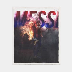 Barca Captain Lionel Messi Football Player Sherpa Fleece Blanket 1