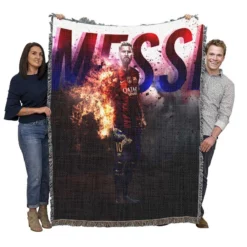 Barca Captain Lionel Messi Football Player Woven Blanket