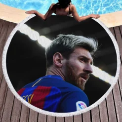 Barca LaLiga Football Player Lionel Messi Round Beach Towel 1