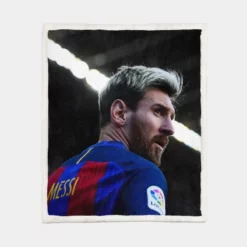 Barca LaLiga Football Player Lionel Messi Sherpa Fleece Blanket 1