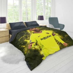 Barca Yellow Jersey Football Player Lionel Messi Duvet Cover 1