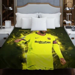 Barca Yellow Jersey Football Player Lionel Messi Duvet Cover