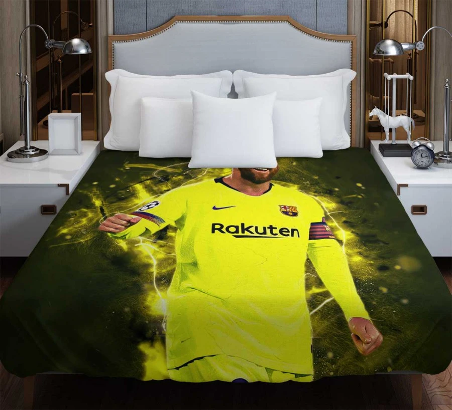 Barca Yellow Jersey Football Player Lionel Messi Duvet Cover