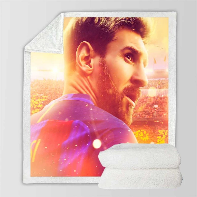 Barcelona Football Player Lionel Messi Sherpa Fleece Blanket