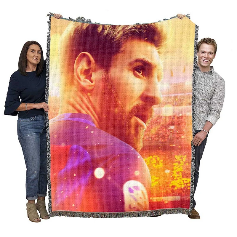 Barcelona Football Player Lionel Messi Woven Blanket