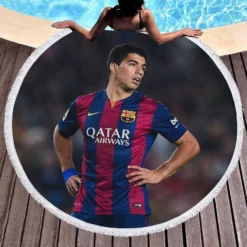 Barcelona Strong Player Luis Suarez Round Beach Towel 1