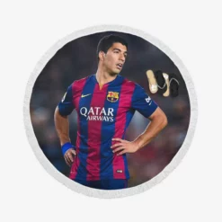 Barcelona Strong Player Luis Suarez Round Beach Towel