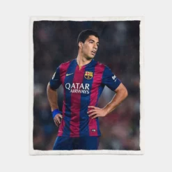 Barcelona Strong Player Luis Suarez Sherpa Fleece Blanket 1