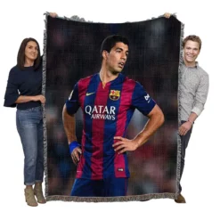 Barcelona Strong Player Luis Suarez Woven Blanket