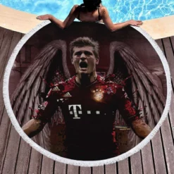 Bayern Munich Football Player Toni Kroos Round Beach Towel 1