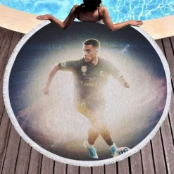 Belgian Professional Footballer Eden Hazard Round Beach Towel 1