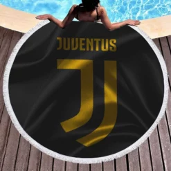 Black Flag Juve Football Club Logo Round Beach Towel 1