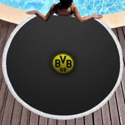 Borussia Dortmund Absolutely Stunning Logo Round Beach Towel 1