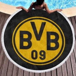 Borussia Dortmund BVB Club Yello Logo Round Beach Towel 1