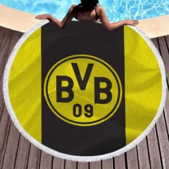 Borussia Dortmund BVB Football Club Logo Round Beach Towel 1