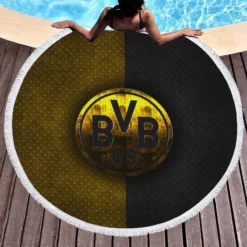 Borussia Dortmund BVB Powerful German Football Club Round Beach Towel 1