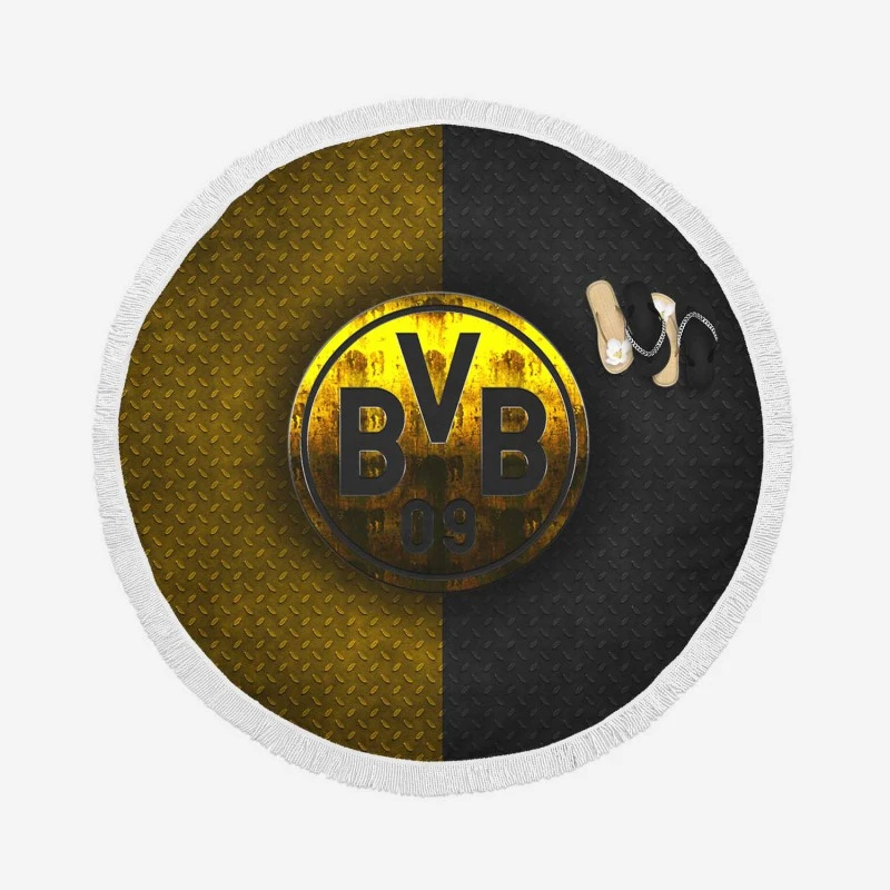 Borussia Dortmund BVB Powerful German Football Club Round Beach Towel