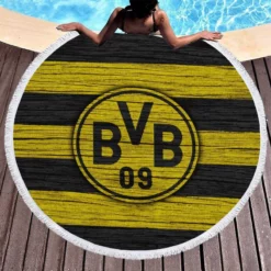 Borussia Dortmund Famous German Football Club Logo Round Beach Towel 1