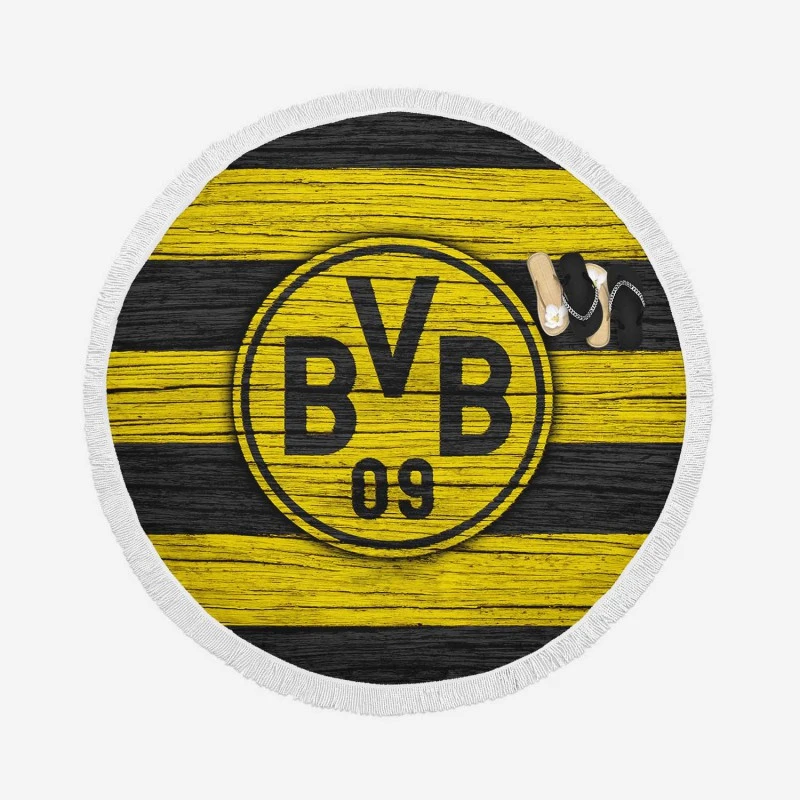 Borussia Dortmund Famous German Football Club Logo Round Beach Towel