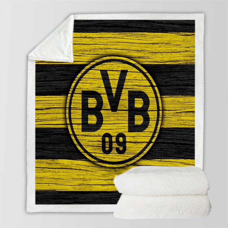 Borussia Dortmund Famous German Football Club Logo Sherpa Fleece Blanket