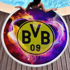 Borussia Dortmund Luxurious Home Decor Round Beach Towel 1