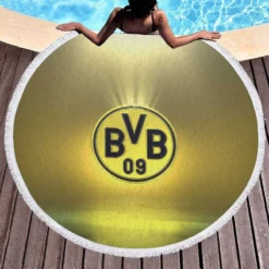 Borussia Dortmund Premier League Team Logo Round Beach Towel 1