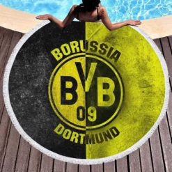 Borussia Dortmund Soccer Club Round Beach Towel 1