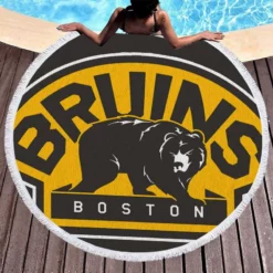 Boston Bruins Popular NHL Ice Hockey Team Round Beach Towel 1