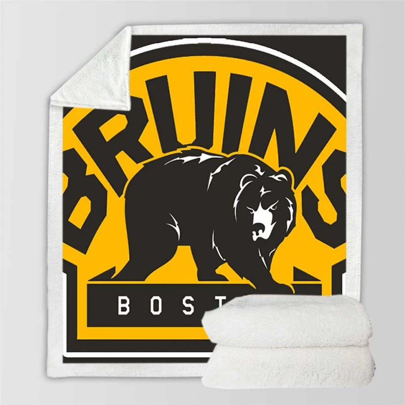 Boston Bruins Popular NHL Ice Hockey Team Sherpa Fleece Blanket