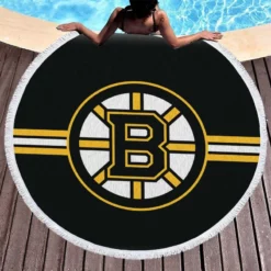 Boston Bruins Top Ranked NHL Ice Hockey Team Round Beach Towel 1